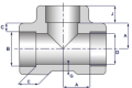 Trójnik 1 1-2 3000 SW A105N kielichowy na rurę DN40 48,3 mm do spawania P245GH P285GH socked weld.png