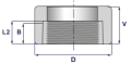 Półmufa 3-4 kl. 6000 NPT A105 stalowa DN20 do spawania łącznik mufowy do rur P245GH P285GH halfcoupling.png