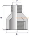 Redukcja 1/2''-1/4'' GW-GZ NPT klasa 3000 A105 złączka adapter stalowy wysokociśnieniowy do wysokich temperatur gat. kotłowy P245GH P265GH P285GH RED FM gwint wewnętrzno zewnętrzny
