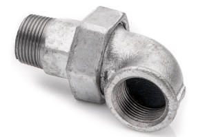 Angle union 1 1/4'' galvanized cast iron F-M 