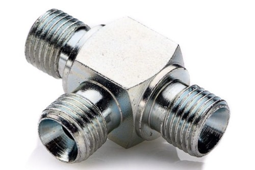 Trójnik 3/8'' stalowy hydrauliczny