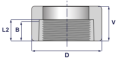 Półmufa 3-4 kl. 3000 NPT A105 stalowa DN20 do spawania łącznik mufowy do rur P245GH P285GH halfcoupling.png