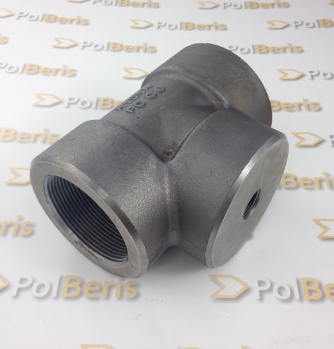 Trójnik redukcyjny 2''x1/2''x2'' gwint BSP europejski DN65xDN50 klasa 3000 A105 www.sklep.polberis.pl stal ciśnieniowa do wysokich temperatur AISI B16.11 P245GH P280GH