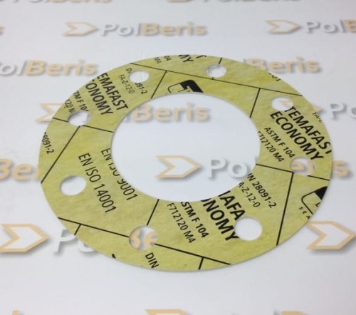 Uszczelka DN25 PN10 x2mm FF TEMAFAST uszczelka płaska bezazbestowa żółta otworowana 4x fi 14mm 115/34/2 podz. 85