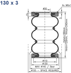 Siłownik mieszkowy 130x3 seria RUBENA