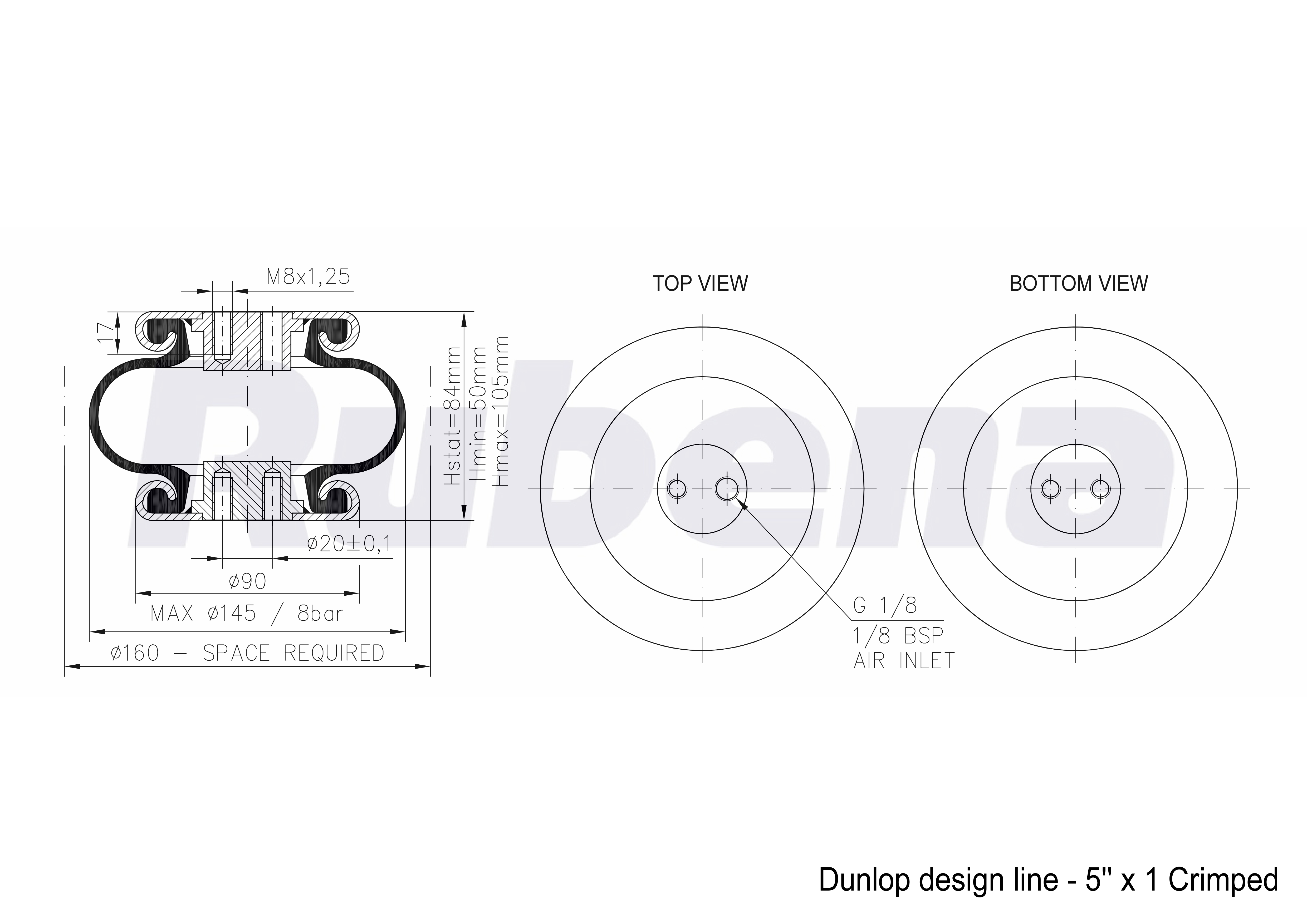 5''x1 Crimped dunlop rubena 